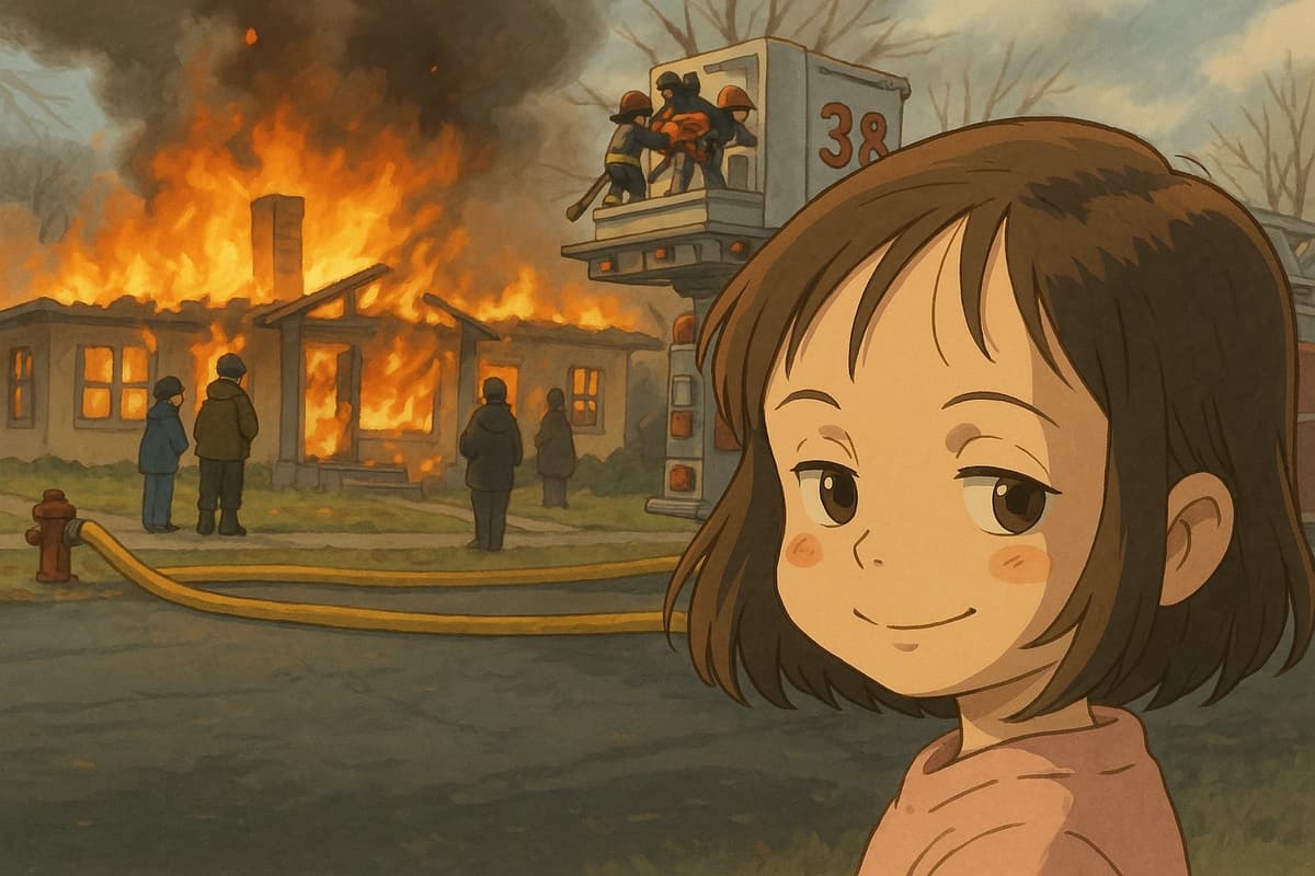 Ghibli AI Generated Bathhouse Fire Rescue